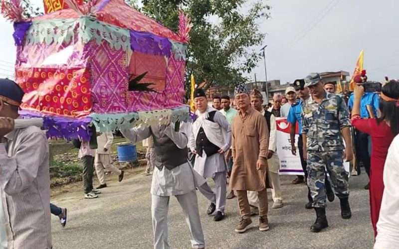 नवदुर्गा मन्दिर हल्दिबारीमा फूलपाती भित्र्याइयो    